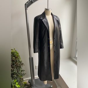 Dark brown leather duster